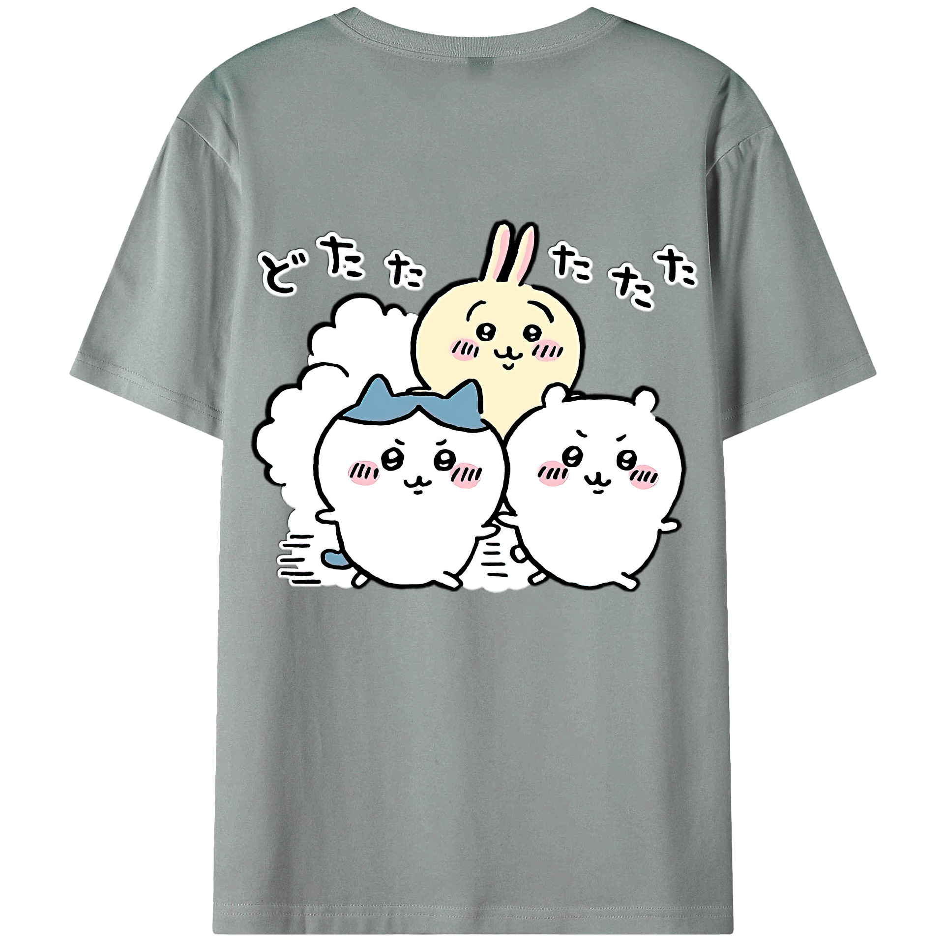 （画像用） ちいかわ ハチワレ Chii-kawa hachiware 綿100％ メンズ半袖Tシャツ（バックプリント） 通気性